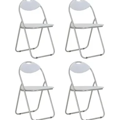 vidaXL Opklapbare stoelen, 4 stuks, wit kunstleer
