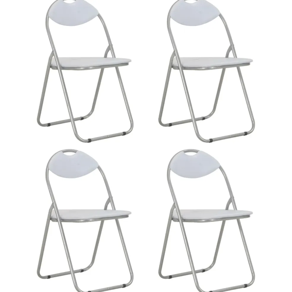vidaXL Opklapbare stoelen, 4 stuks, wit kunstleer