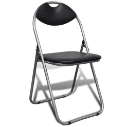 vidaXL Opklapbare stoelen, 6 stuks, zwart kunstleer en staal.