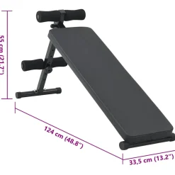 vidaXL Opkrolbank Zwart 124 x 33,5 x 55 cm Gepoedercoat staal