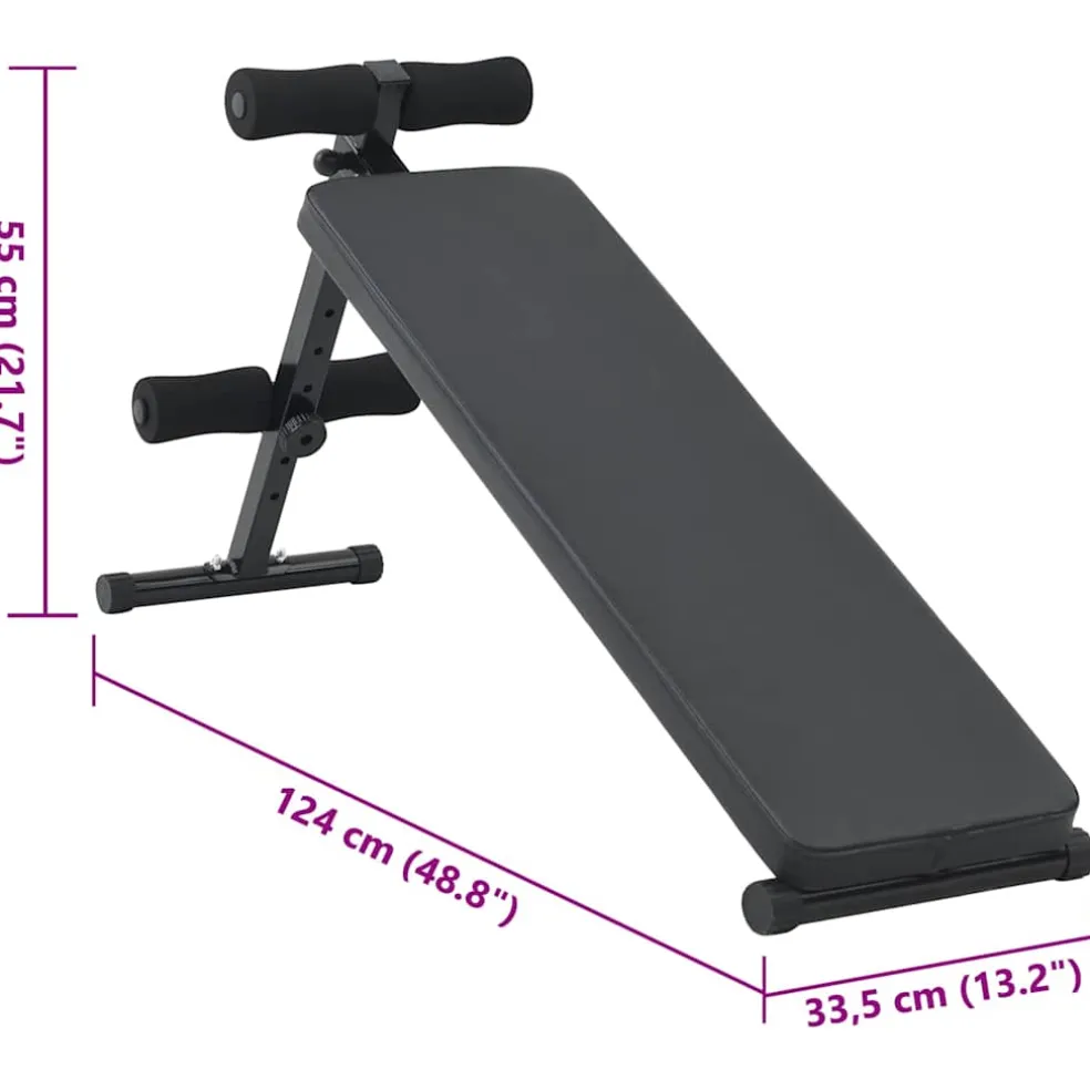 vidaXL Opkrolbank Zwart 124 x 33,5 x 55 cm Gepoedercoat staal