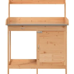 vidaXL Oppottafel met kast 110,5x45x124,5 cm massief vurenhout bruin