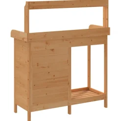 vidaXL Oppottafel met kast 110,5x45x124,5 cm massief vurenhout bruin