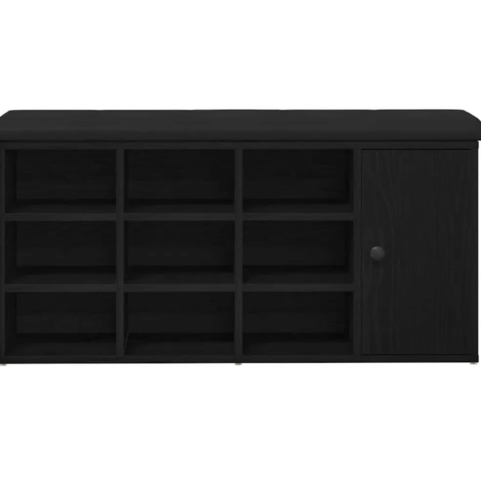 vidaXL Opslagbank Zwart Eiken 102 x 32 x 50 cm Bewerkt hout