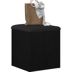 vidaXL Opslagbank Zwart Eiken 42 x 42 x 45 cm Bewerkt hout