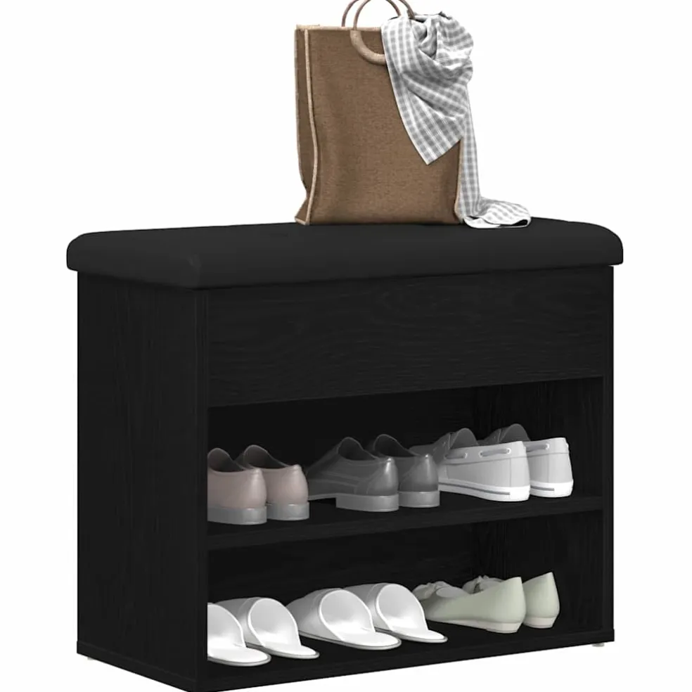 vidaXL Opslagbank Zwart Eiken 62 x 32 x 50 cm Bewerkt hout