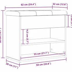 vidaXL Opslagbank Zwart Eiken 62 x 32 x 50 cm Bewerkt hout