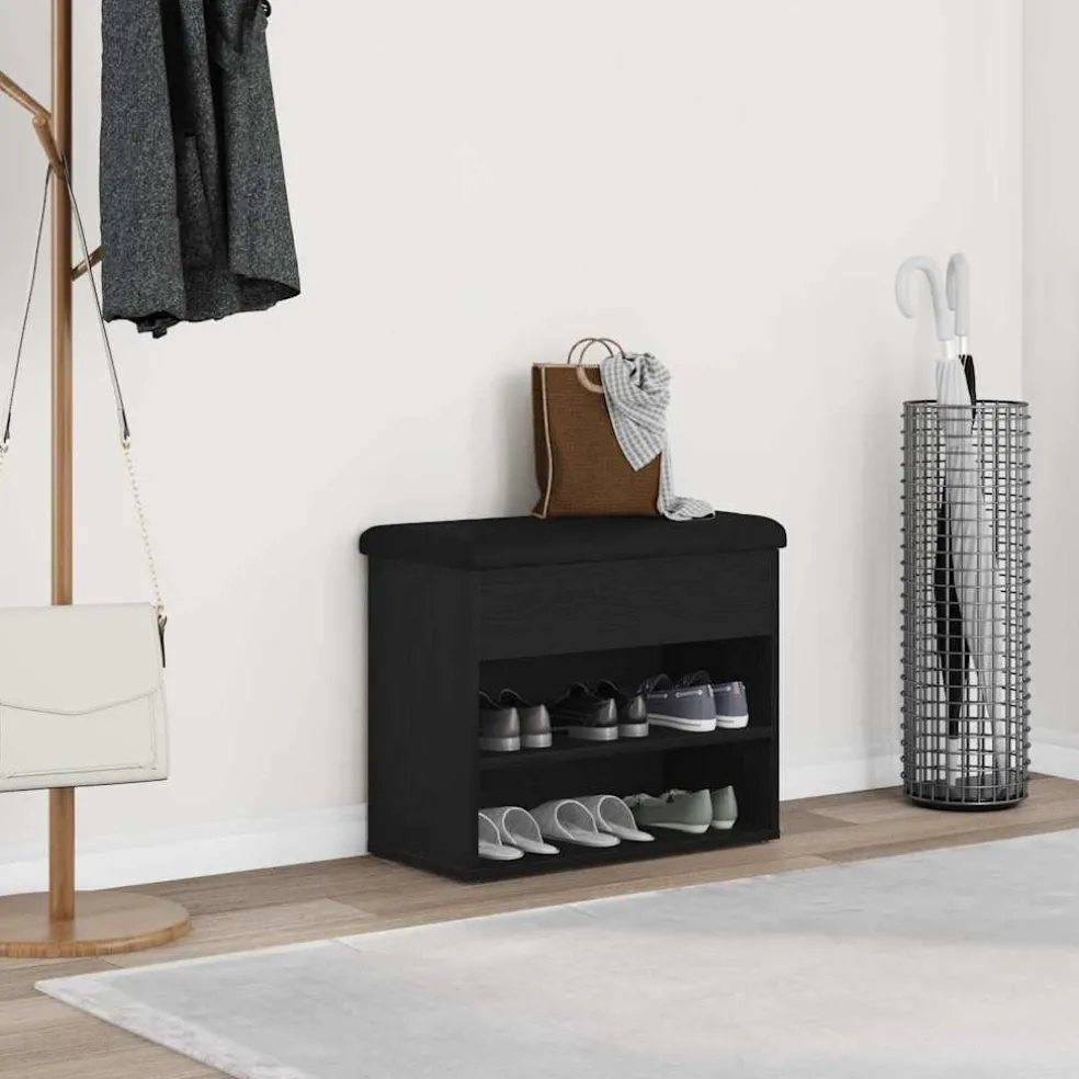 vidaXL Opslagbank Zwart Eiken 62 x 32 x 50 cm Bewerkt hout