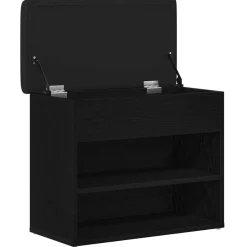 vidaXL Opslagbank Zwart Eiken 62 x 32 x 50 cm Bewerkt hout