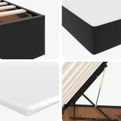 vidaXL Opslag bed met matras met matras Zwart 90 x 190 cm Nep Leer