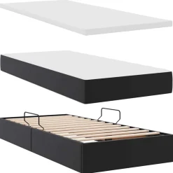 vidaXL Opslag bed met matras met matras Zwart 90 x 190 cm Nep Leer