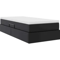 vidaXL Opslag bed met matras met matras Zwart 90 x 190 cm Nep Leer