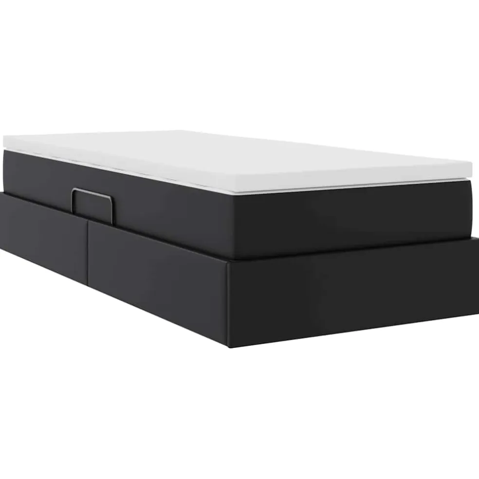 vidaXL Opslag bed met matras met matras Zwart 90 x 190 cm Nep Leer
