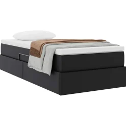 vidaXL Opslag bed met matras met matras Zwart 90 x 190 cm Nep Leer