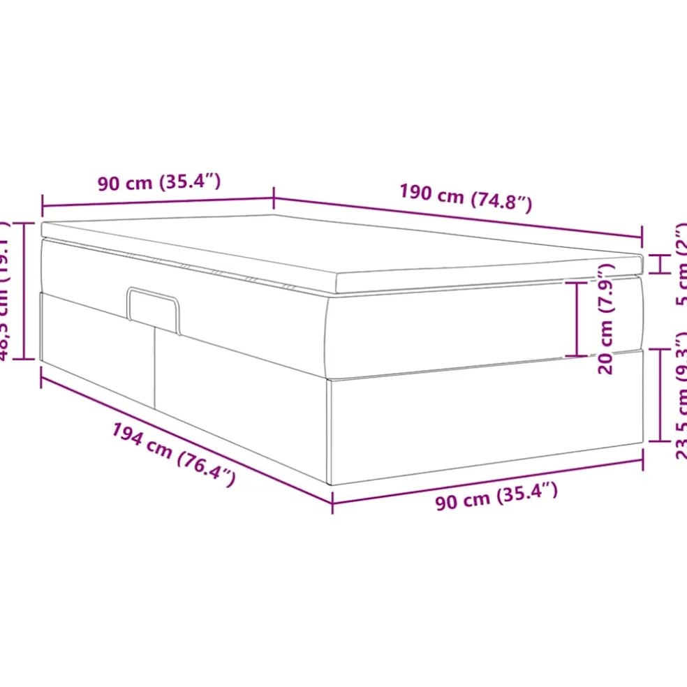 vidaXL Opslag bed met matras met matras Zwart 90 x 190 cm Nep Leer