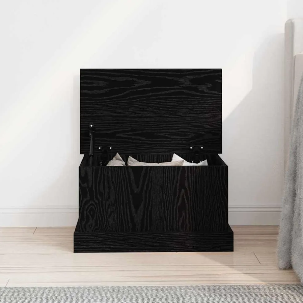 vidaXL Opslagdoos Zwart eiken 50 x 30 x 28 cm Bewerkt hout