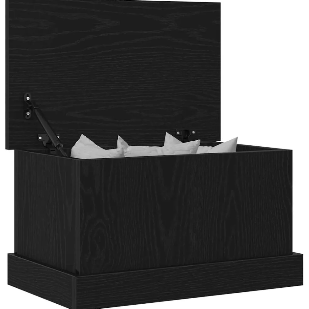 vidaXL Opslagdoos Zwart eiken 50 x 30 x 28 cm Bewerkt hout