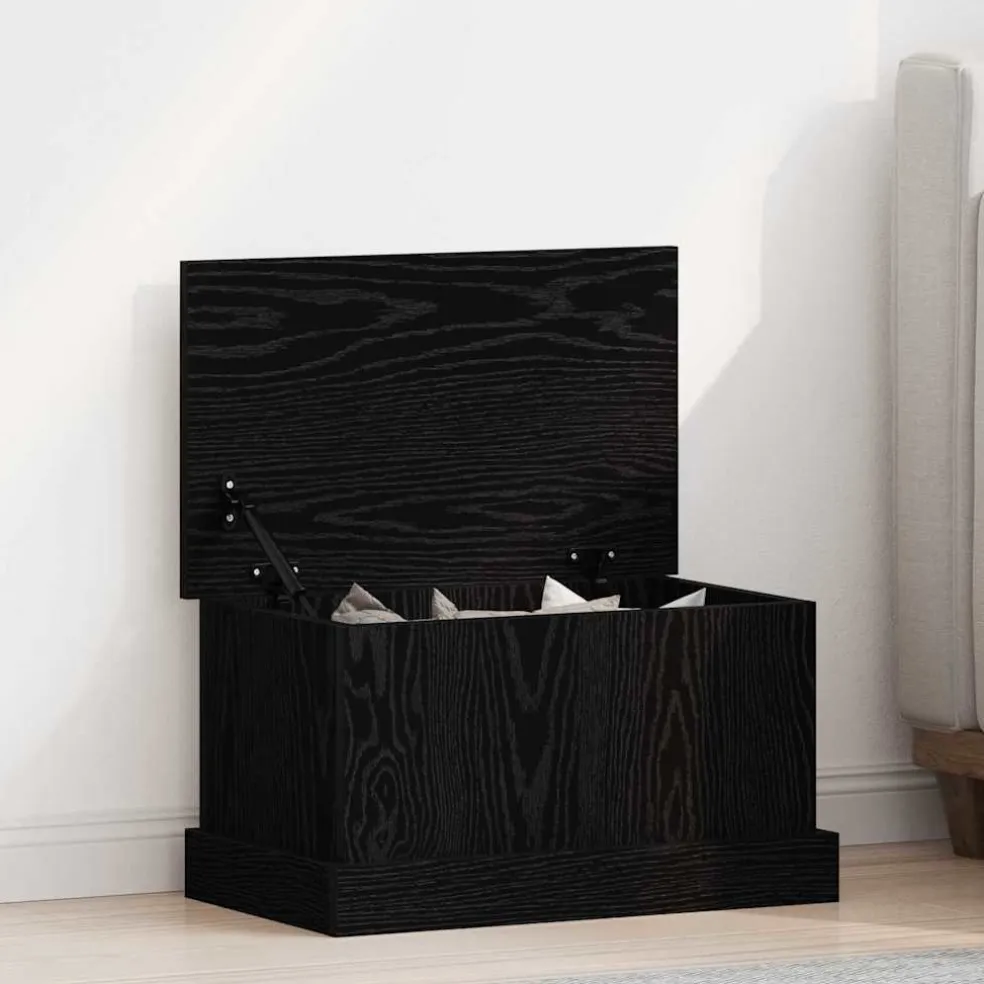 vidaXL Opslagdoos Zwart eiken 50 x 30 x 28 cm Bewerkt hout