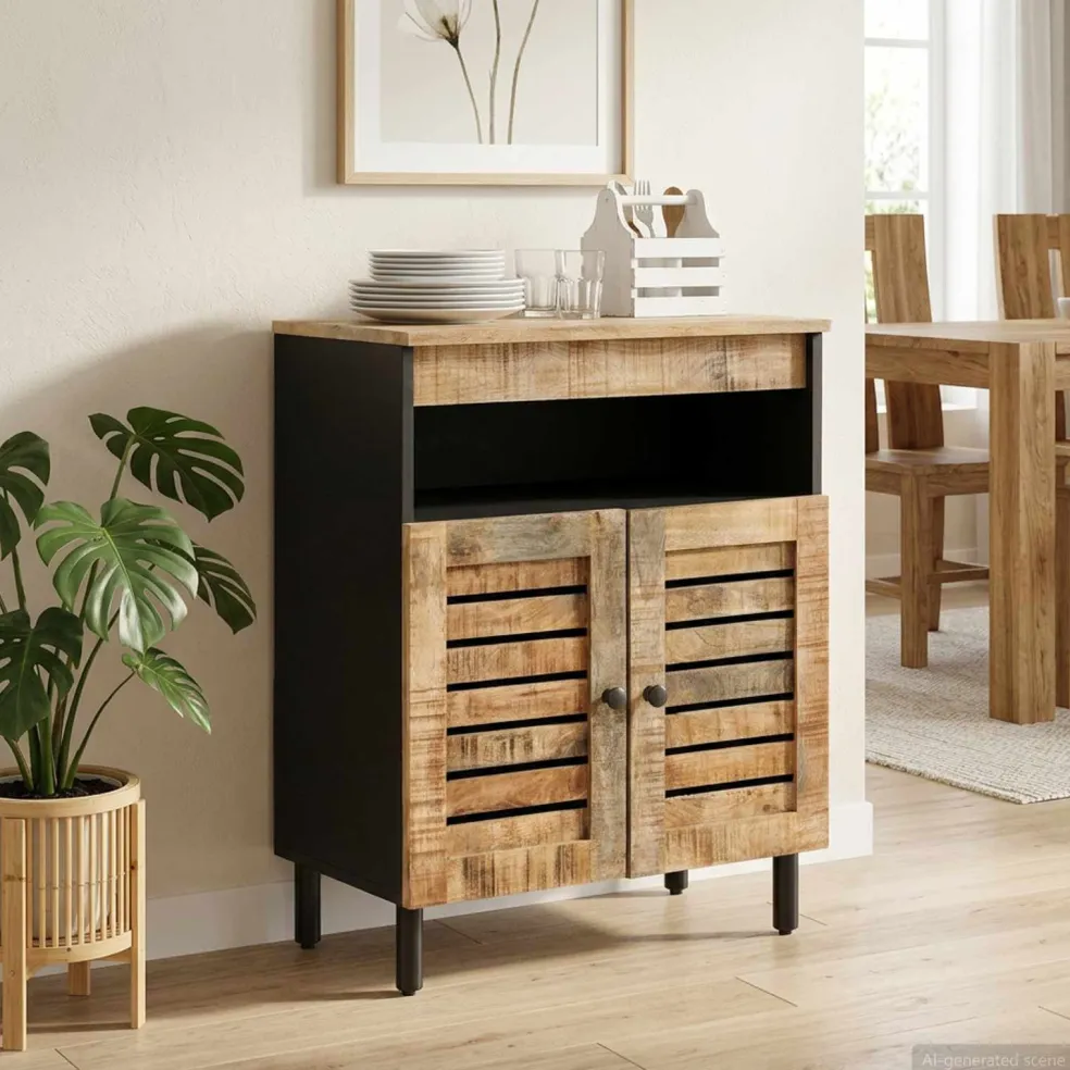 vidaXL Opslagkasten Naturel 60 x 33 x 75 cm Massief Mango Hout