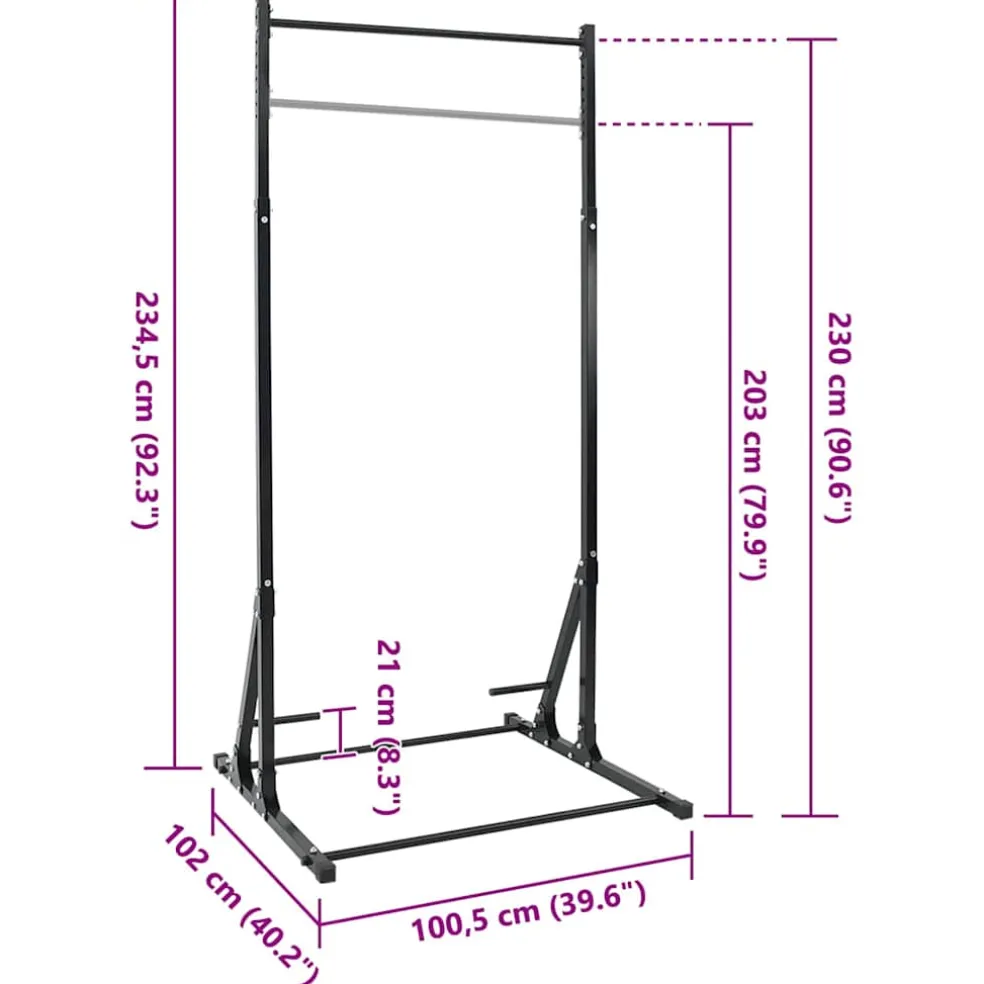 vidaXL Optrekstang Station Zwart 100,5 x 102 x 234,5 cm