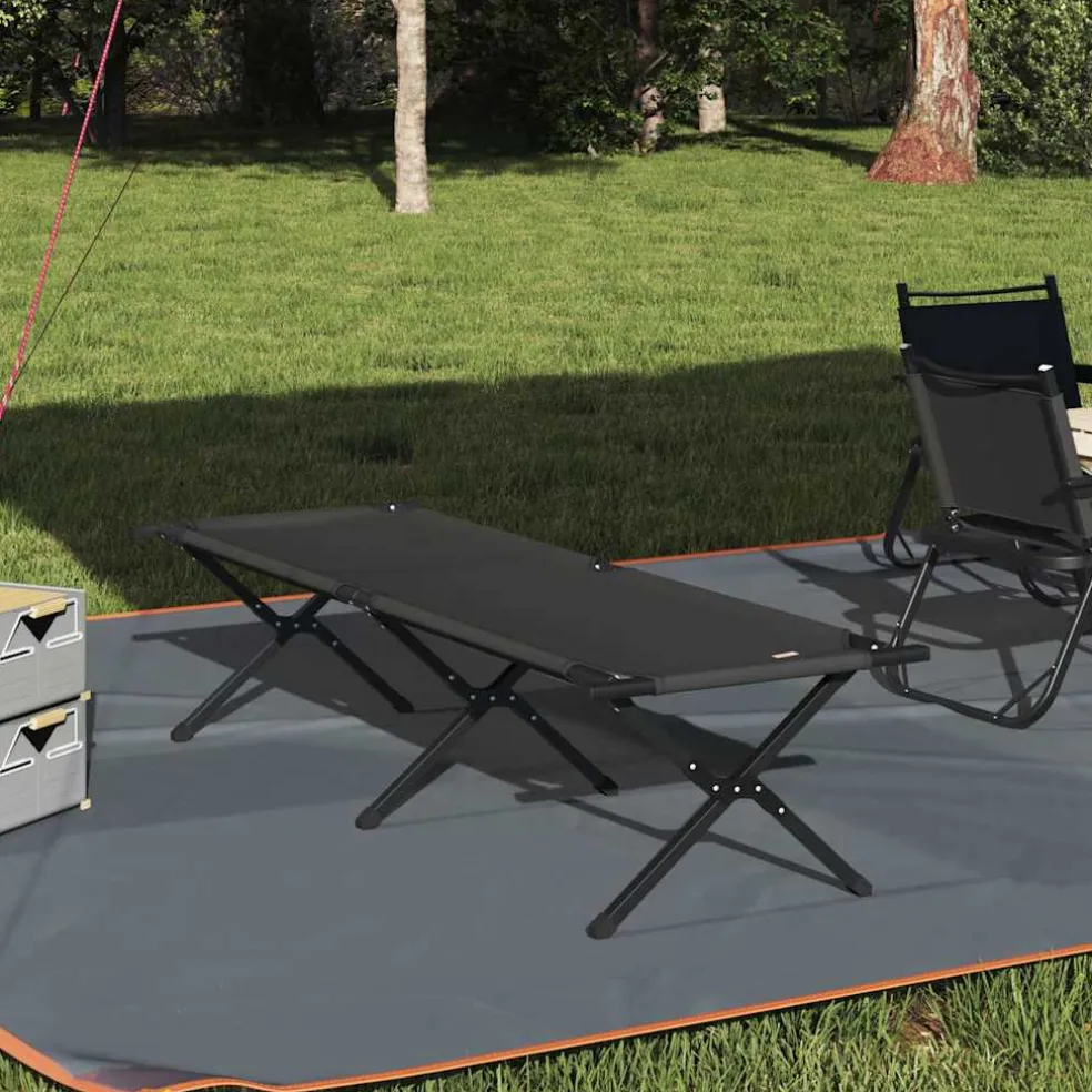 vidaXL Opvouwbaar Camping Bed Zwart 193 x 69 x 45 cm Oxford stof
