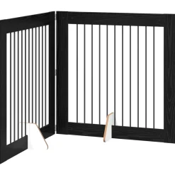 vidaXL Opvouwbaar hondenhek met standaards 2 st Zwart eiken 200,5 cm