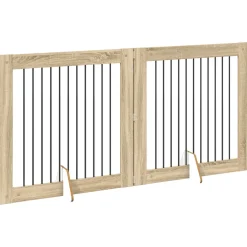 vidaXL Opvouwbaar hondenhek met standaards 2 st Sonoma Eiken 200,5 cm