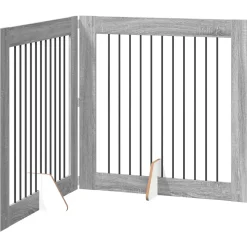 vidaXL Opvouwbaar hondenhek met standaards 2 st Grijs Sonoma 200,5 cm