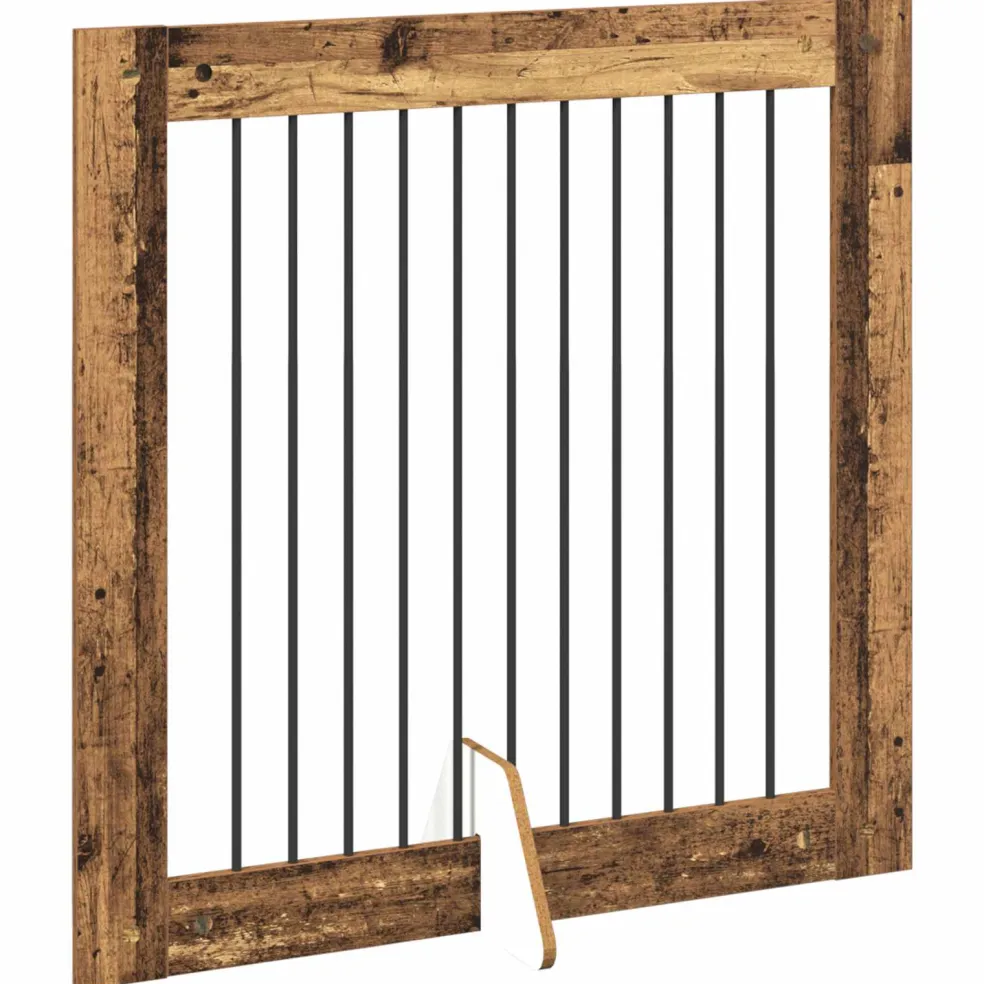 vidaXL Opvouwbaar hondenhek met standaards 2 st Oud hout 200,5 cm