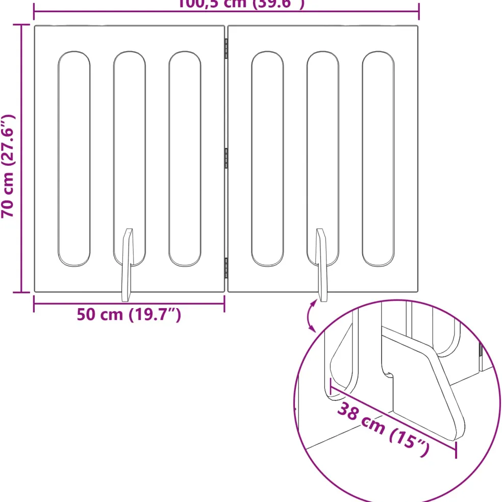 vidaXL Opvouwbaar huisdierhek 2 st Zwart eiken 100,5 x 38 x 70 cm