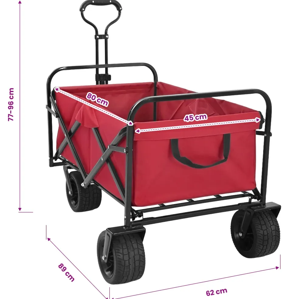 vidaXL Opvouwbare boodschappentrolley 89 x 63 x 96 cm Rood 200 kg