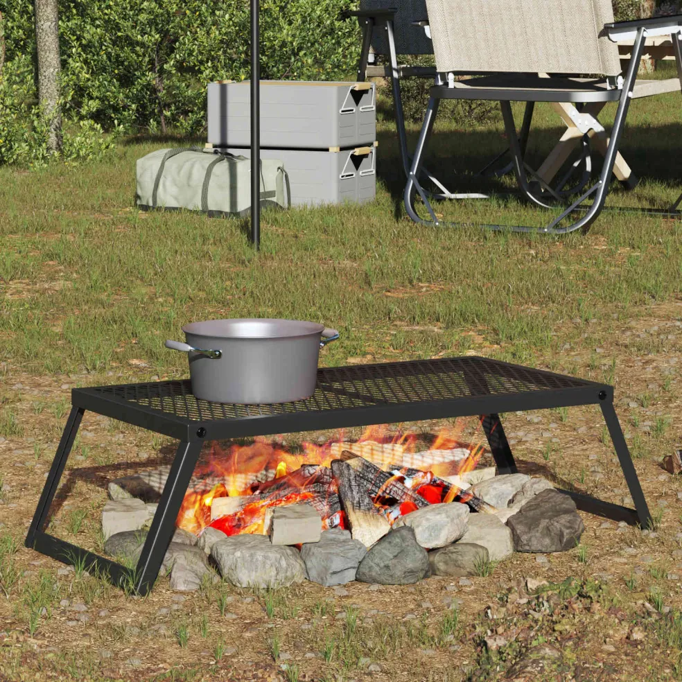 vidaXL Opvouwbare Camping Grill 58 x 31 x 2 cm Legeringen Staal Zwart