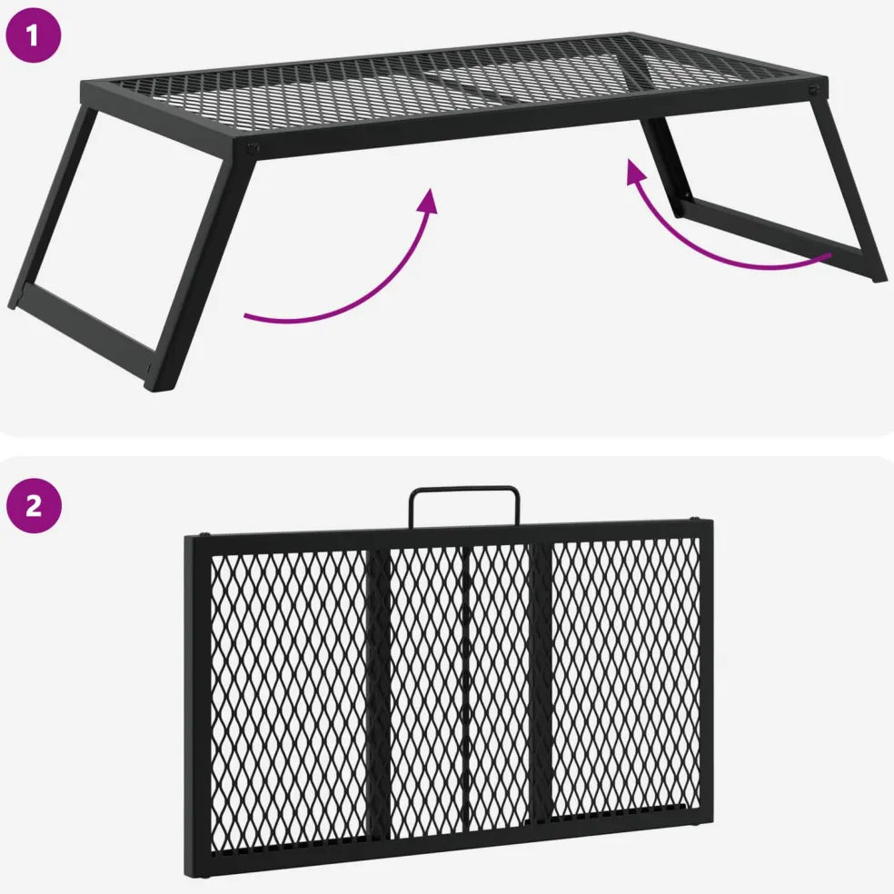 vidaXL Opvouwbare Camping Grill 58 x 31 x 2 cm Legeringen Staal Zwart