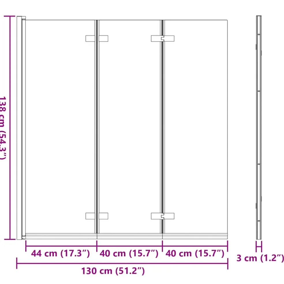 vidaXL Opvouwbare Douchewand Goud 130 x 138 cm ESG-glas en aluminium