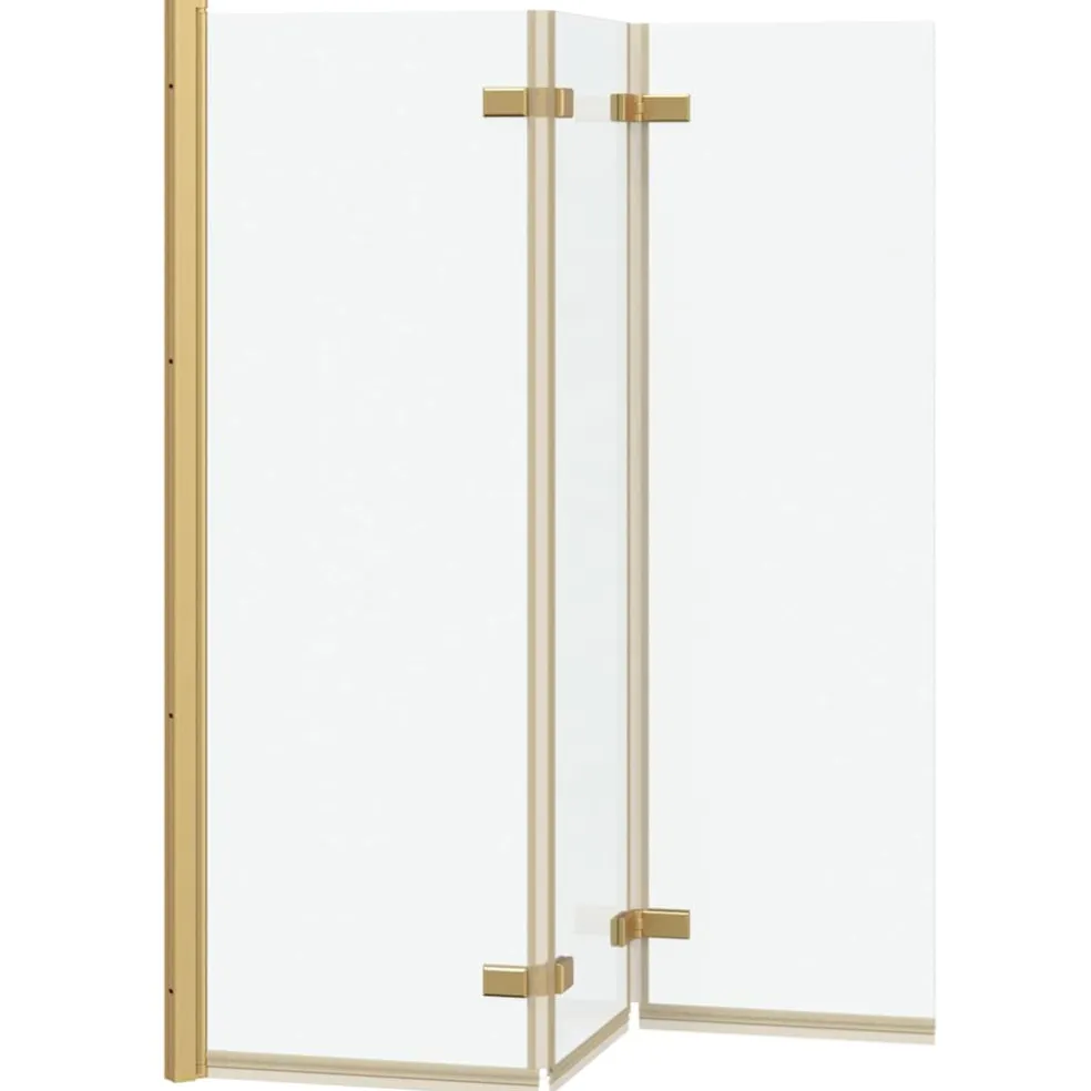 vidaXL Opvouwbare Douchewand Goud 130 x 138 cm ESG-glas en aluminium
