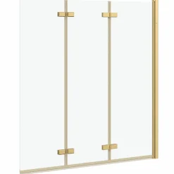 vidaXL Opvouwbare Douchewand Goud 130 x 138 cm ESG-glas en aluminium