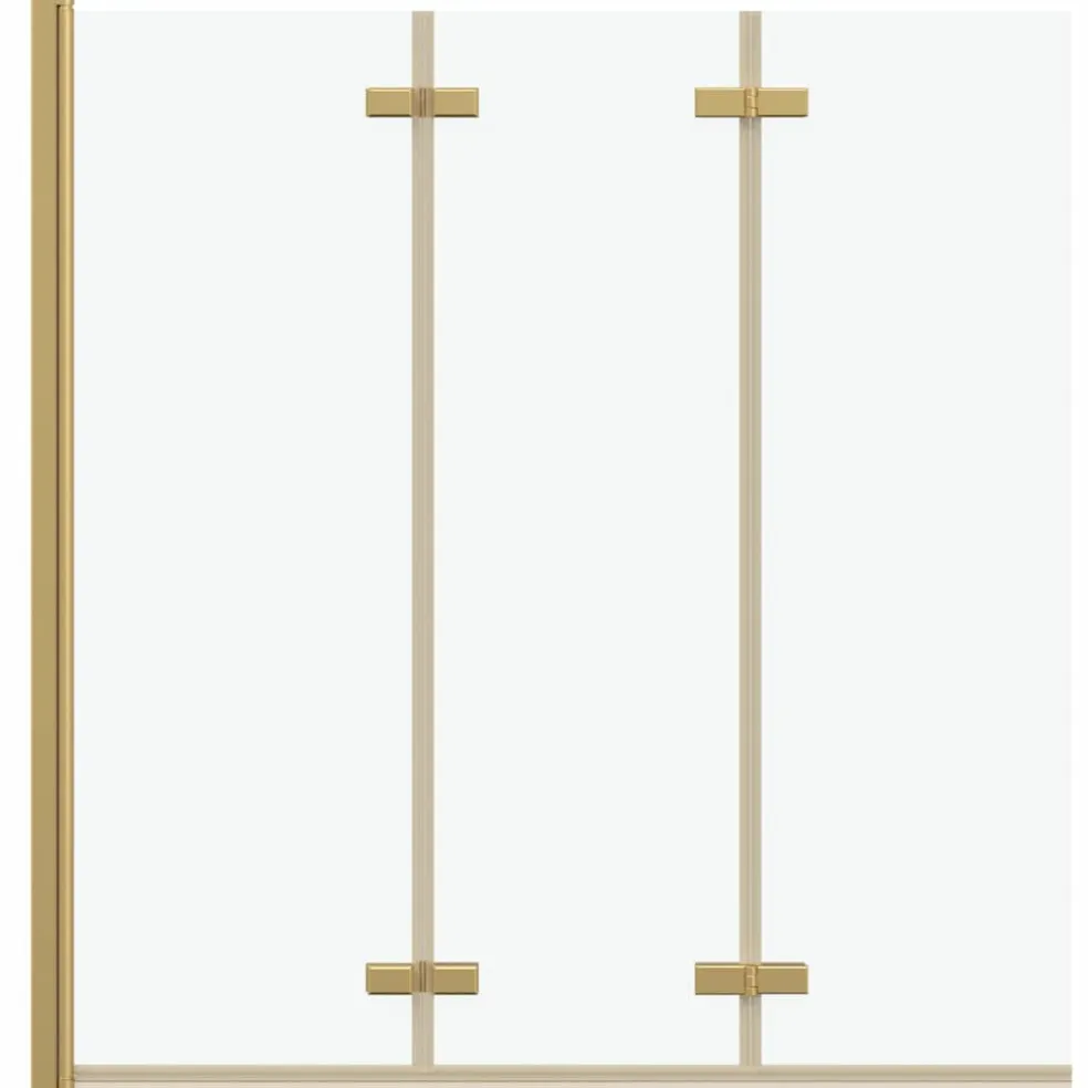 vidaXL Opvouwbare Douchewand Goud 130 x 138 cm ESG-glas en aluminium