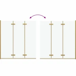 vidaXL Opvouwbare Douchewand Goud 130 x 138 cm ESG-glas en aluminium