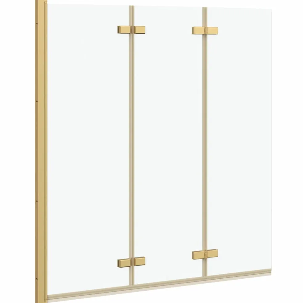 vidaXL Opvouwbare Douchewand Goud 130 x 138 cm ESG-glas en aluminium
