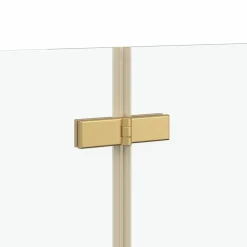 vidaXL Opvouwbare Douchewand Goud 130 x 138 cm ESG-glas en aluminium