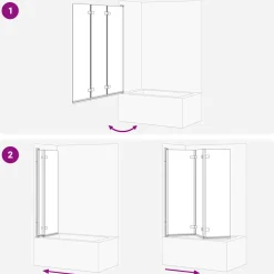 vidaXL Opvouwbare Douchewand Goud 130 x 138 cm ESG-glas en aluminium