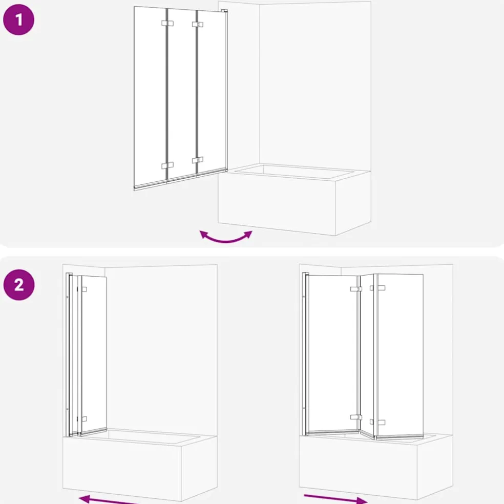 vidaXL Opvouwbare Douchewand Goud 130 x 138 cm ESG-glas en aluminium