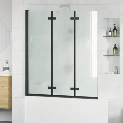 vidaXL Opvouwbare Douchewand Zwart 130 x 138 cm ESG-glas en aluminium