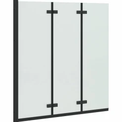 vidaXL Opvouwbare Douchewand Zwart 130 x 138 cm ESG-glas en aluminium