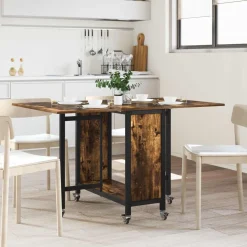 vidaXL Opvouwbare eettafel met wielen 130 x 80 x 76,5 cm staal PB