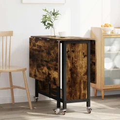 vidaXL Opvouwbare eettafel met wielen 130 x 80 x 76,5 cm staal PB