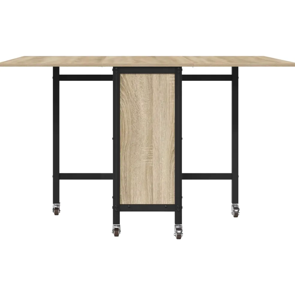 vidaXL Opvouwbare eettafel met wielen 130 x 80 x 76,5 cm staal PB