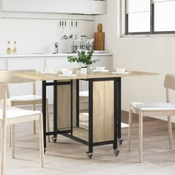 vidaXL Opvouwbare eettafel met wielen 130 x 80 x 76,5 cm staal PB