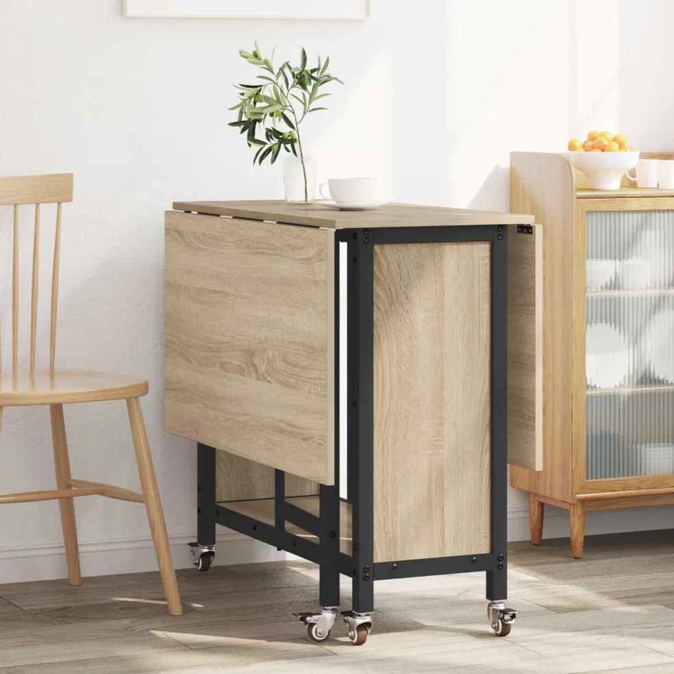 vidaXL Opvouwbare eettafel met wielen 130 x 80 x 76,5 cm staal PB