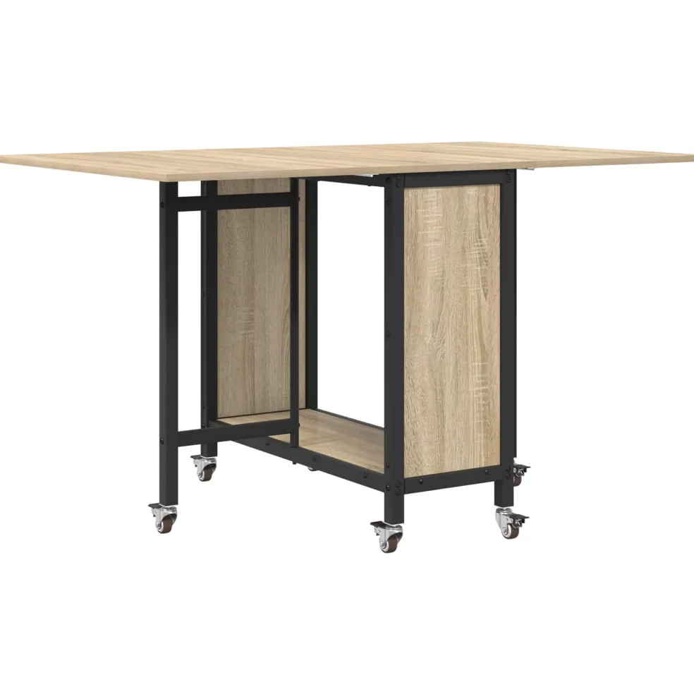 vidaXL Opvouwbare eettafel met wielen 130 x 80 x 76,5 cm staal PB